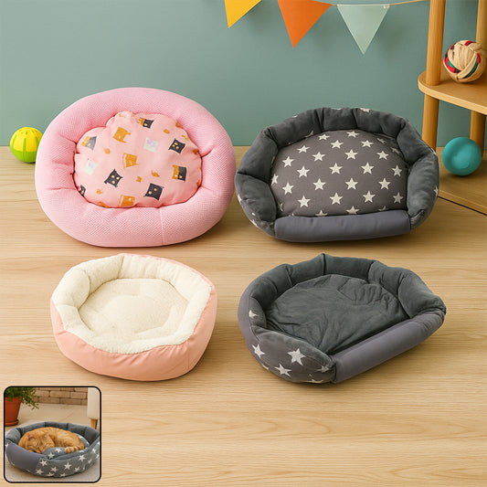 Soft Plush Pet Bed For Small Cats And Dogs (1 Pc  Mix Design  Size)