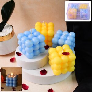 Colorful Cube Shaped Wax Candles (4 Pc)