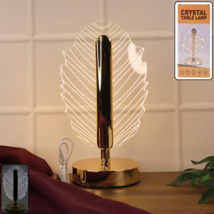 Premium Leaf Shape Crystal Table Lamp (1 Pc)