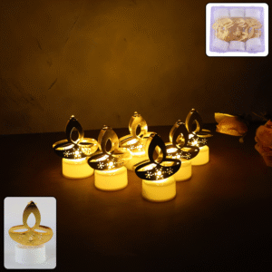 Golden Diya Shaped LED Tealight Candles (6 Pc)